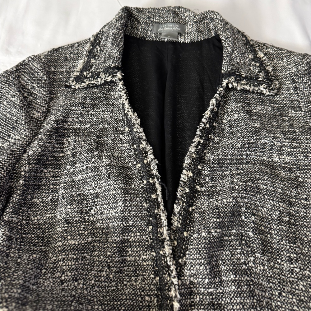 Ann Taylor Fine Italian Fabric Matching Tweed Set - Blazer & Knee Length Skirt - Picture 4 of 16